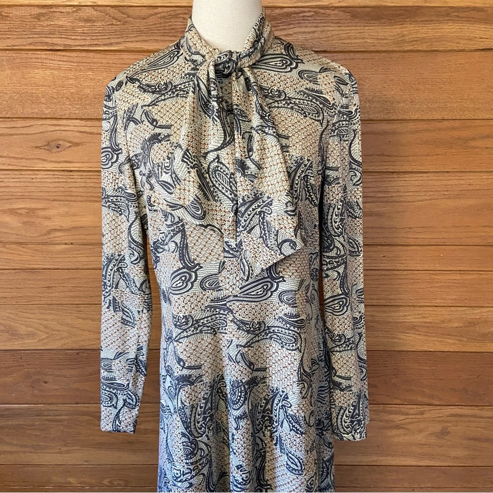 Vintage 70s Doncaster paisley long sleeve midi dress - Picture 2 of 6